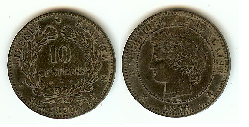 10 centimes Cérès 1876 Paris TTB à TTB+